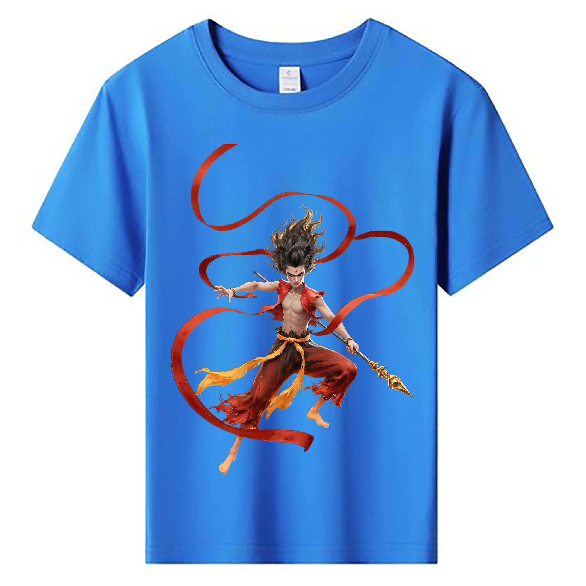 （画像用） Ne Zha 2 ナタ 魔童の大暴れ 綿100％キッズTシャツ（フロントプリント）